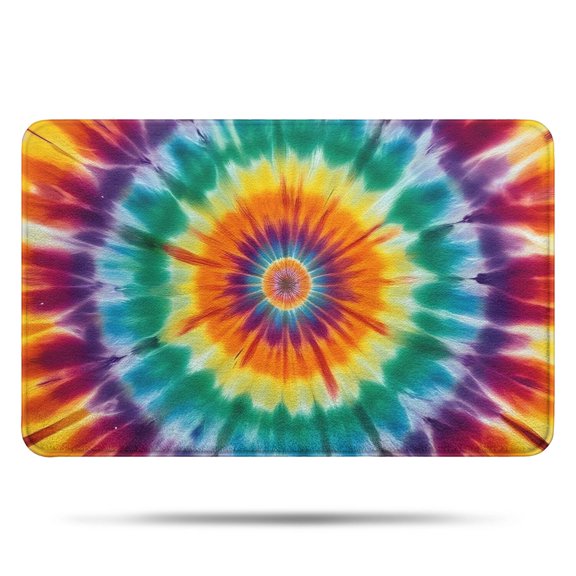 Rainbow Tie Dye Mandala Pattern Bathroom Rugs Mat,Non Slip Microfiber Bathroom Rug,Rubber Backing,Soft Bathroom Mats for Bathroom Floor,Tub and Shower,17x27in(43x68cm)