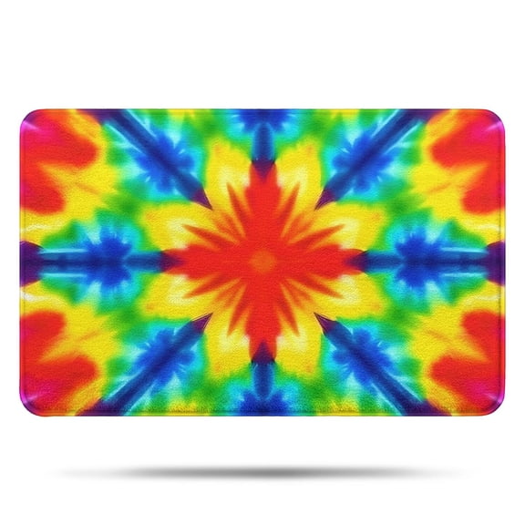 Rainbow Tie Dye Mandala Pattern Bathroom Rugs Mat,Non Slip Microfiber Bathroom Rug,Rubber Backing,Soft Bathroom Mats for Bathroom Floor,Tub and Shower,17x27in(43x68cm)