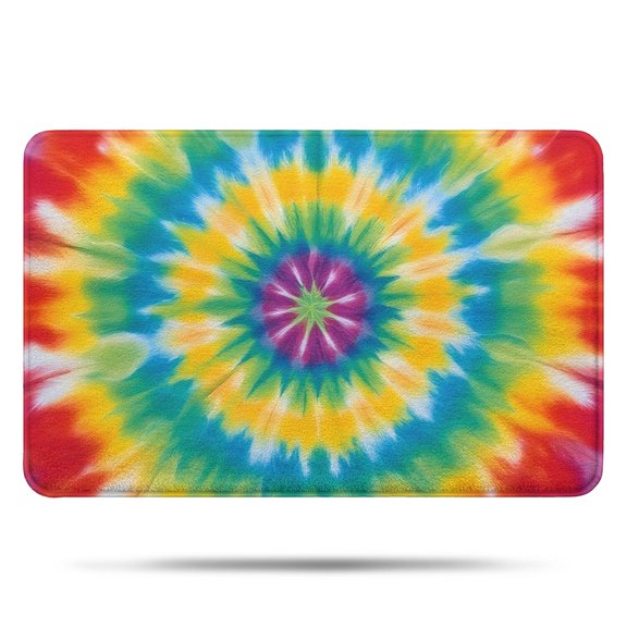 Rainbow Tie Dye Mandala Pattern Bathroom Rugs Mat,Non Slip Microfiber Bathroom Rug,Rubber Backing,Soft Bathroom Mats for Bathroom Floor,Tub and Shower,17x27in(43x68cm)