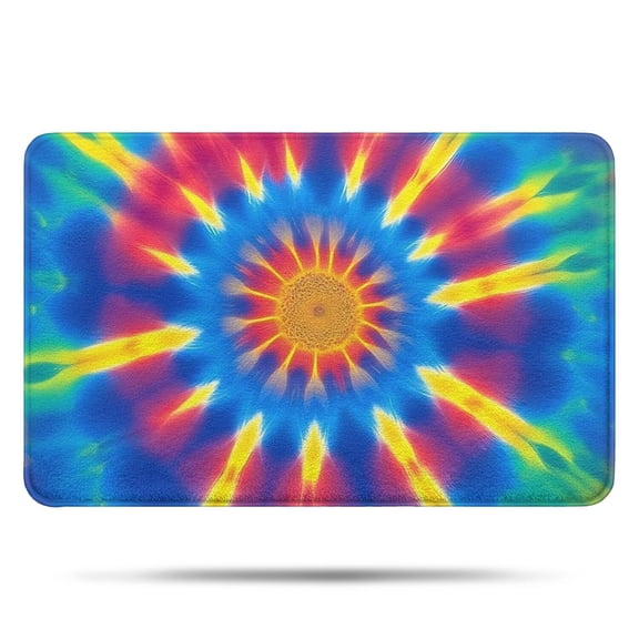 Rainbow Tie Dye Mandala Pattern Bathroom Rugs Mat,Non Slip Microfiber Bathroom Rug,Rubber Backing,Soft Bathroom Mats for Bathroom Floor,Tub and Shower,17x27in(43x68cm)