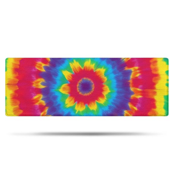 Rainbow Tie Dye Mandala Pattern Bathroom Rugs Mat,Non Slip Microfiber Bathroom Rug,Rubber Backing,Soft Bathroom Mats for Bathroom Floor,Tub and Shower,47x17in(120x43cm)