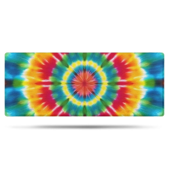 Rainbow Tie Dye Mandala Pattern Bathroom Rugs Mat,Non Slip Microfiber Bathroom Rug,Rubber Backing,Soft Bathroom Mats for Bathroom Floor,Tub and Shower,60x24in(150x60cm)