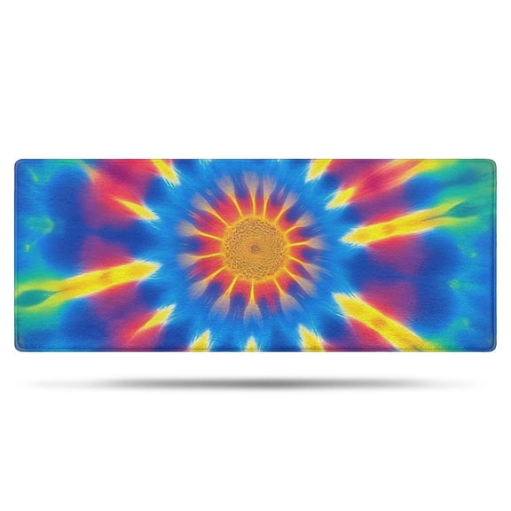 Rainbow Tie Dye Mandala Pattern Bathroom Rugs Mat,Non Slip Microfiber Bathroom Rug,Rubber Backing,Soft Bathroom Mats for Bathroom Floor,Tub and Shower,60x24in(150x60cm)