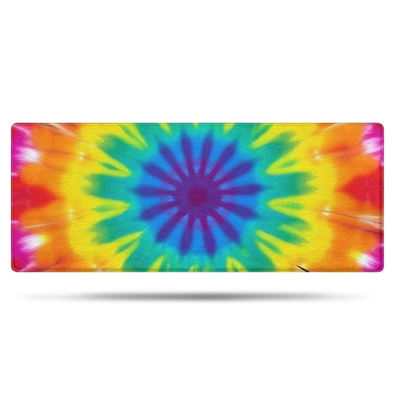 Rainbow Tie Dye Mandala Pattern Bathroom Rugs Mat,Non Slip Microfiber Bathroom Rug,Rubber Backing,Soft Bathroom Mats for Bathroom Floor,Tub and Shower,60x24in(150x60cm)