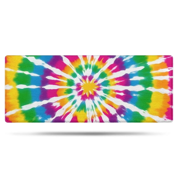 Rainbow Tie Dye Mandala Pattern Bathroom Rugs Mat,Non Slip Microfiber Bathroom Rug,Rubber Backing,Soft Bathroom Mats for Bathroom Floor,Tub and Shower,60x24in(150x60cm)