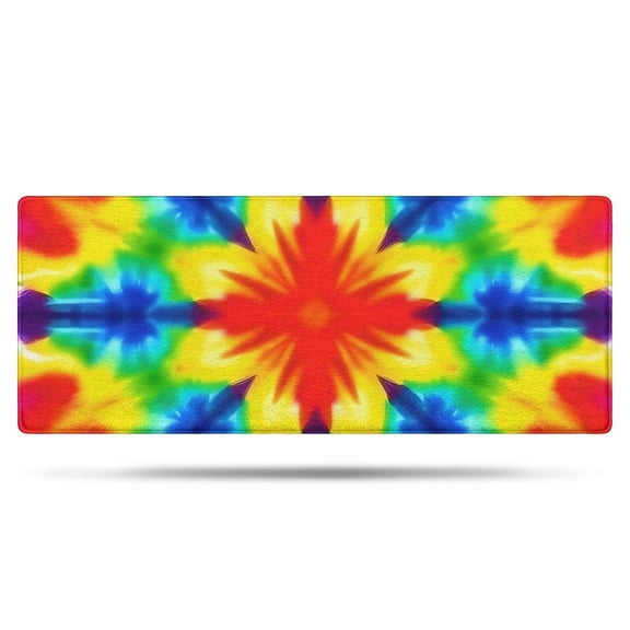 Rainbow Tie Dye Mandala Pattern Bathroom Rugs Mat,Non Slip Microfiber Bathroom Rug,Rubber Backing,Soft Bathroom Mats for Bathroom Floor,Tub and Shower,60x24in(150x60cm)