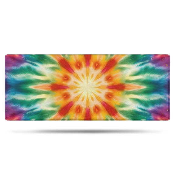 Rainbow Tie Dye Mandala Pattern Bathroom Rugs Mat,Non Slip Microfiber Bathroom Rug,Rubber Backing,Soft Bathroom Mats for Bathroom Floor,Tub and Shower,60x24in(150x60cm)
