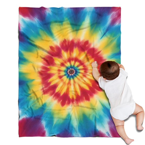 Rainbow Tie Dye Mandala Pattern Blanket,Comfortable Soft Flannel Throw Blanket,All Season,Warm Lightweight Blankets for Sofa Bed Couch Living Room Chair,30"x40"