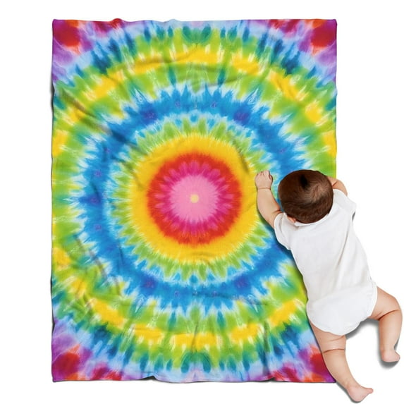 Rainbow Tie Dye Mandala Pattern Blanket,Comfortable Soft Flannel Throw Blanket,All Season,Warm Lightweight Blankets for Sofa Bed Couch Living Room Chair,30"x40"