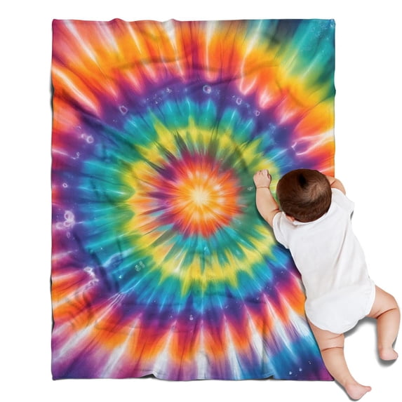Rainbow Tie Dye Mandala Pattern Blanket,Comfortable Soft Flannel Throw Blanket,All Season,Warm Lightweight Blankets for Sofa Bed Couch Living Room Chair,30"x40"