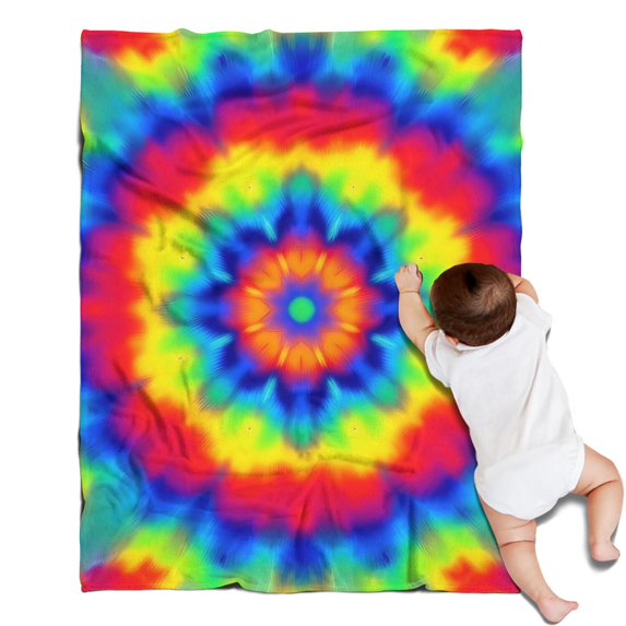 Rainbow Tie Dye Mandala Pattern Blanket,Comfortable Soft Flannel Throw Blanket,All Season,Warm Lightweight Blankets for Sofa Bed Couch Living Room Chair,30"x40"