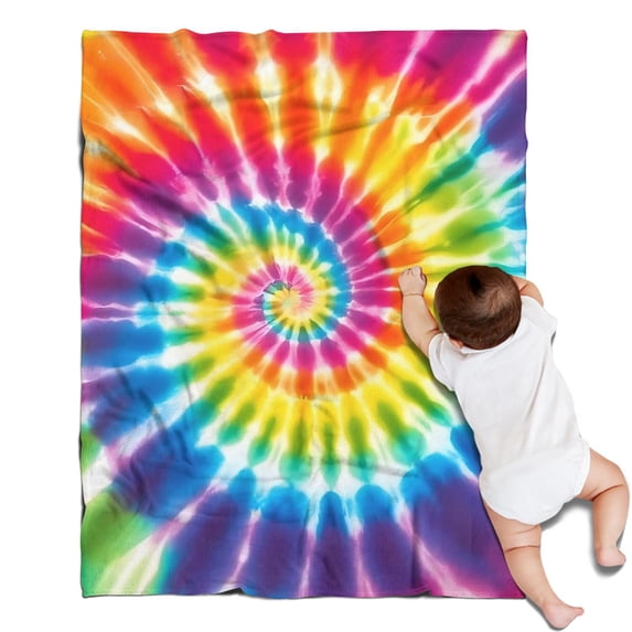 Rainbow Tie Dye Mandala Pattern Blanket,Comfortable Soft Flannel Throw Blanket,All Season,Warm Lightweight Blankets for Sofa Bed Couch Living Room Chair,30"x40"