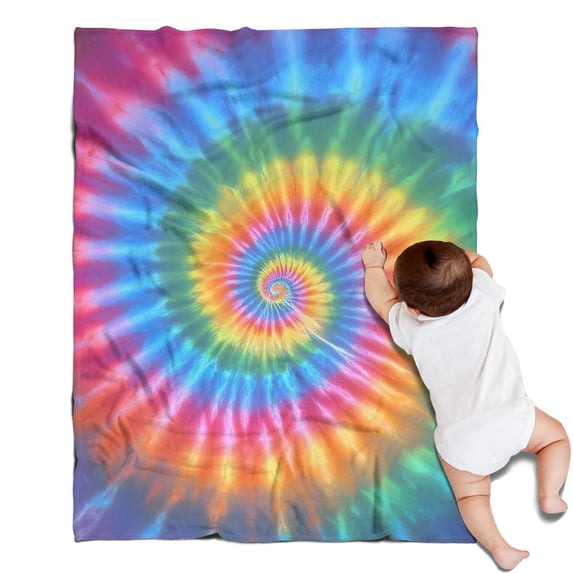Rainbow Tie Dye Mandala Pattern Blanket,Comfortable Soft Flannel Throw Blanket,All Season,Warm Lightweight Blankets for Sofa Bed Couch Living Room Chair,30"x40"
