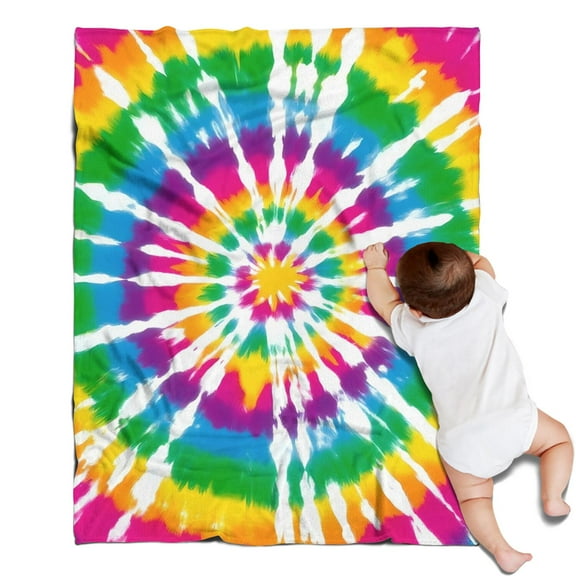 Rainbow Tie Dye Mandala Pattern Blanket,Comfortable Soft Flannel Throw Blanket,All Season,Warm Lightweight Blankets for Sofa Bed Couch Living Room Chair,30"x40"