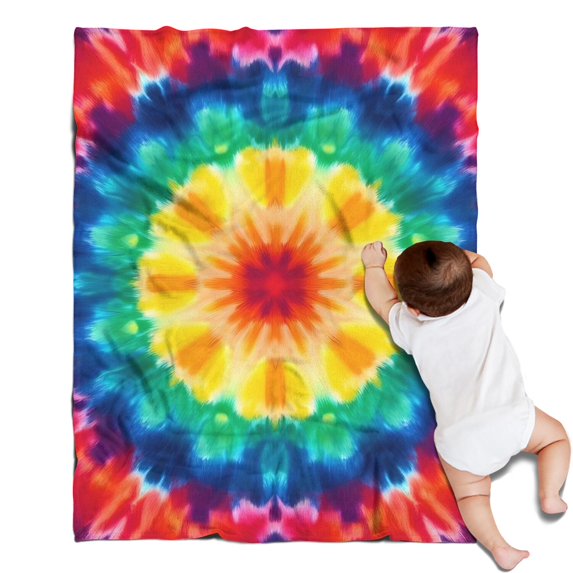 Rainbow Tie Dye Mandala Pattern Blanket,Comfortable Soft Flannel Throw Blanket,All Season,Warm Lightweight Blankets for Sofa Bed Couch Living Room Chair,30"x40"