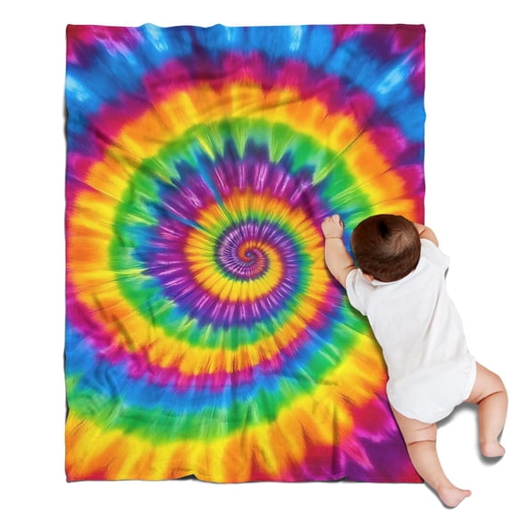 Rainbow Tie Dye Mandala Pattern Blanket,Comfortable Soft Flannel Throw Blanket,All Season,Warm Lightweight Blankets for Sofa Bed Couch Living Room Chair,30"x40"