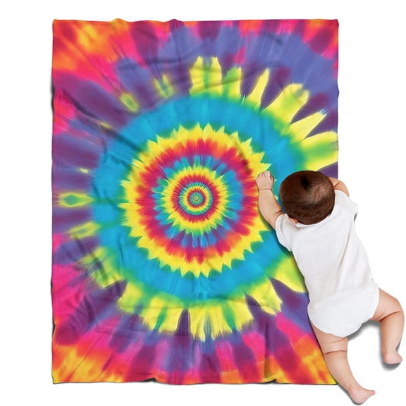 Rainbow Tie Dye Mandala Pattern Blanket,Comfortable Soft Flannel Throw Blanket,All Season,Warm Lightweight Blankets for Sofa Bed Couch Living Room Chair,30"x40"