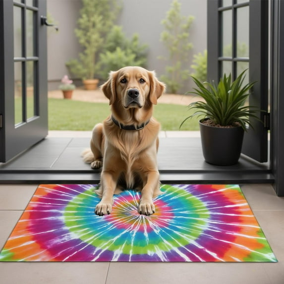 Rainbow Tie Dye Mandala Pattern Door Rugs,Washable Non Slip Door Mats Indoor,Decorative Door Mats,Entry Mat Indoor for Entrance,Bedroom,Kitchen,Bathroom,20"x32"