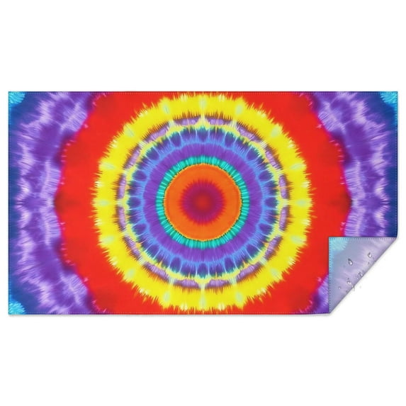Rainbow Tie Dye Mandala Pattern Rectangle Tablecloth 60"x102",Waterproof Polyester Rectangle Table Cloth, Wipeable Spillproof Polyester Tablecloth for Dining, Camping, Indoor and Outdoor