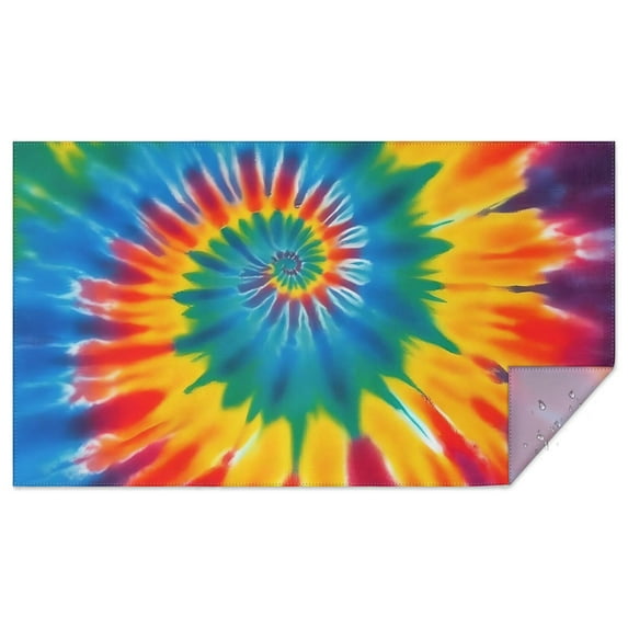 Rainbow Tie Dye Mandala Pattern Rectangle Tablecloth 60"x102",Waterproof Polyester Rectangle Table Cloth, Wipeable Spillproof Polyester Tablecloth for Dining, Camping, Indoor and Outdoor