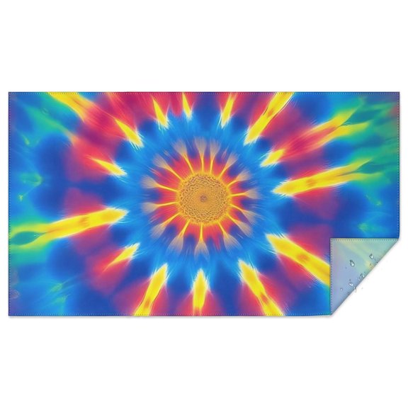 Rainbow Tie Dye Mandala Pattern Rectangle Tablecloth 60"x102",Waterproof Polyester Rectangle Table Cloth, Wipeable Spillproof Polyester Tablecloth for Dining, Camping, Indoor and Outdoor