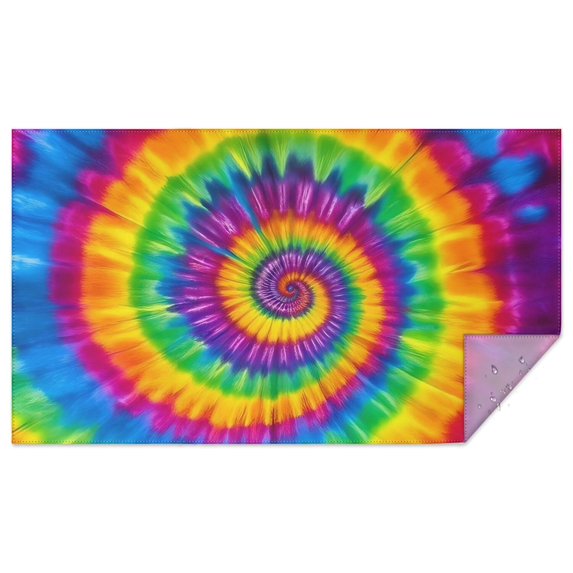 Rainbow Tie Dye Mandala Pattern Rectangle Tablecloth 60"x102",Waterproof Polyester Rectangle Table Cloth, Wipeable Spillproof Polyester Tablecloth for Dining, Camping, Indoor and Outdoor
