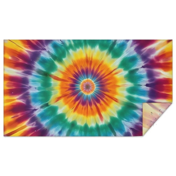 Rainbow Tie Dye Mandala Pattern Rectangle Tablecloth 60"x102",Waterproof Polyester Rectangle Table Cloth, Wipeable Spillproof Polyester Tablecloth for Dining, Camping, Indoor and Outdoor