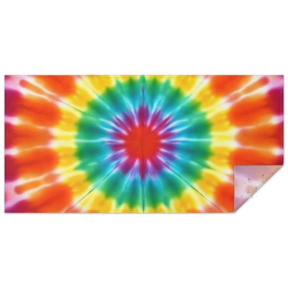 Rainbow Tie Dye Mandala Pattern Rectangle Tablecloth 60"x120",Waterproof Polyester Rectangle Table Cloth, Wipeable Spillproof Polyester Tablecloth for Dining, Camping, Indoor and Outdoor