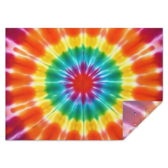 Rainbow Tie Dye Mandala Pattern Rectangle Tablecloth 60"x84",Waterproof Polyester Rectangle Table Cloth, Wipeable Spillproof Polyester Tablecloth for Dining, Camping, Indoor and Outdoor