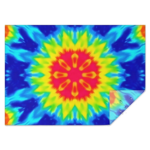 Rainbow Tie Dye Mandala Pattern Rectangle Tablecloth 60"x84",Waterproof Polyester Rectangle Table Cloth, Wipeable Spillproof Polyester Tablecloth for Dining, Camping, Indoor and Outdoor