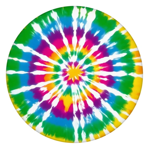 Rainbow Tie Dye Mandala Pattern Round Fitted Tablecloth with Elastic Edge,Dining Table Cover Waterproof,Outdoor Round Tablecloth for Camping,Dining,Indoor and Outdoor