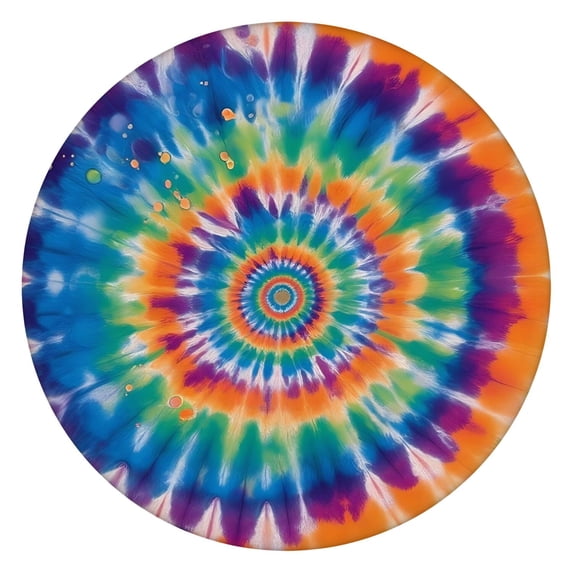 Rainbow Tie Dye Mandala Pattern Round Fitted Tablecloth with Elastic Edge,Dining Table Cover Waterproof,Outdoor Round Tablecloth for Camping,Dining,Indoor and Outdoor