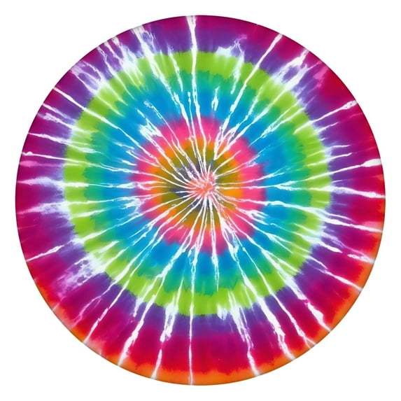 Rainbow Tie Dye Mandala Pattern Round Fitted Tablecloth with Elastic Edge,Dining Table Cover Waterproof,Outdoor Round Tablecloth for Camping,Dining,Indoor and Outdoor