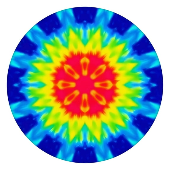 Rainbow Tie Dye Mandala Pattern Round Fitted Tablecloth with Elastic Edge,Dining Table Cover Waterproof,Outdoor Round Tablecloth for Camping,Dining,Indoor and Outdoor