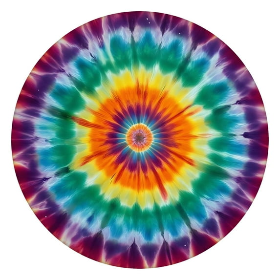 Rainbow Tie Dye Mandala Pattern Round Fitted Tablecloth with Elastic Edge,Dining Table Cover Waterproof,Outdoor Round Tablecloth for Camping,Dining,Indoor and Outdoor