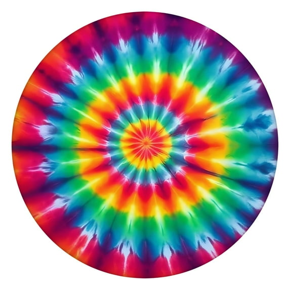 Rainbow Tie Dye Mandala Pattern Round Fitted Tablecloth with Elastic Edge,Dining Table Cover Waterproof,Outdoor Round Tablecloth for Camping,Dining,Indoor and Outdoor