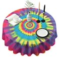 thumbnail image 1 of Rainbow Tie Dye Mandala Pattern Round Tablecloth 60"x60",Wrinkle Wipeable Table Cloth for Kitchen Dining Room Picnic Patio Party, 1 of 6