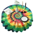 thumbnail image 1 of Rainbow Tie Dye Mandala Pattern Round Tablecloth 60"x60",Wrinkle Wipeable Table Cloth for Kitchen Dining Room Picnic Patio Party, 1 of 6