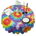 thumbnail image 1 of Rainbow Tie Dye Mandala Pattern Round Tablecloth 60"x60",Wrinkle Wipeable Table Cloth for Kitchen Dining Room Picnic Patio Party, 1 of 6