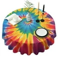 thumbnail image 1 of Rainbow Tie Dye Mandala Pattern Round Tablecloth 60"x60",Wrinkle Wipeable Table Cloth for Kitchen Dining Room Picnic Patio Party, 1 of 6