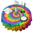 thumbnail image 1 of Rainbow Tie Dye Mandala Pattern Round Tablecloth 60"x60",Wrinkle Wipeable Table Cloth for Kitchen Dining Room Picnic Patio Party, 1 of 6