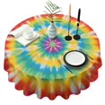 thumbnail image 1 of Rainbow Tie Dye Mandala Pattern Round Tablecloth 60"x60",Wrinkle Wipeable Table Cloth for Kitchen Dining Room Picnic Patio Party, 1 of 6