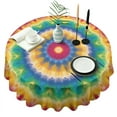 thumbnail image 1 of Rainbow Tie Dye Mandala Pattern Round Tablecloth 60"x60",Wrinkle Wipeable Table Cloth for Kitchen Dining Room Picnic Patio Party, 1 of 6