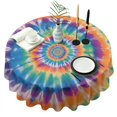 thumbnail image 1 of Rainbow Tie Dye Mandala Pattern Round Tablecloth 60"x60",Wrinkle Wipeable Table Cloth for Kitchen Dining Room Picnic Patio Party, 1 of 6