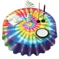 thumbnail image 1 of Rainbow Tie Dye Mandala Pattern Round Tablecloth 60"x60",Wrinkle Wipeable Table Cloth for Kitchen Dining Room Picnic Patio Party, 1 of 6