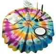 thumbnail image 1 of Rainbow Tie Dye Mandala Pattern Round Tablecloth 60"x60",Wrinkle Wipeable Table Cloth for Kitchen Dining Room Picnic Patio Party, 1 of 6
