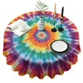 thumbnail image 1 of Rainbow Tie Dye Mandala Pattern Round Tablecloth 60"x60",Wrinkle Wipeable Table Cloth for Kitchen Dining Room Picnic Patio Party, 1 of 6