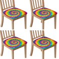 thumbnail image 1 of Rainbow Tie Dye Mandala Pattern Seat Covers for Dining Room Chairs Set Of 4,Stretch Printed Washable Chair Seat Cover with Elastic Ties and Button,Removable Waterproof Couch Cushion Covers, 1 of 6