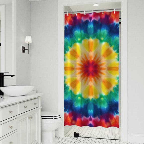 Rainbow Tie Dye Mandala Pattern Shower Curtain 36"x72" ,Bathroom Decorative Shower Curtains Set with 12 Hooks,Modern Waterproof Washable Shower Curtain
