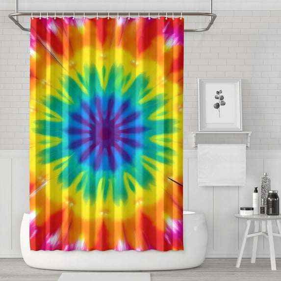 Rainbow Tie Dye Mandala Pattern Shower Curtain 72"x72" ,Bathroom Decorative Shower Curtains Set with 12 Hooks,Modern Waterproof Washable Shower Curtain